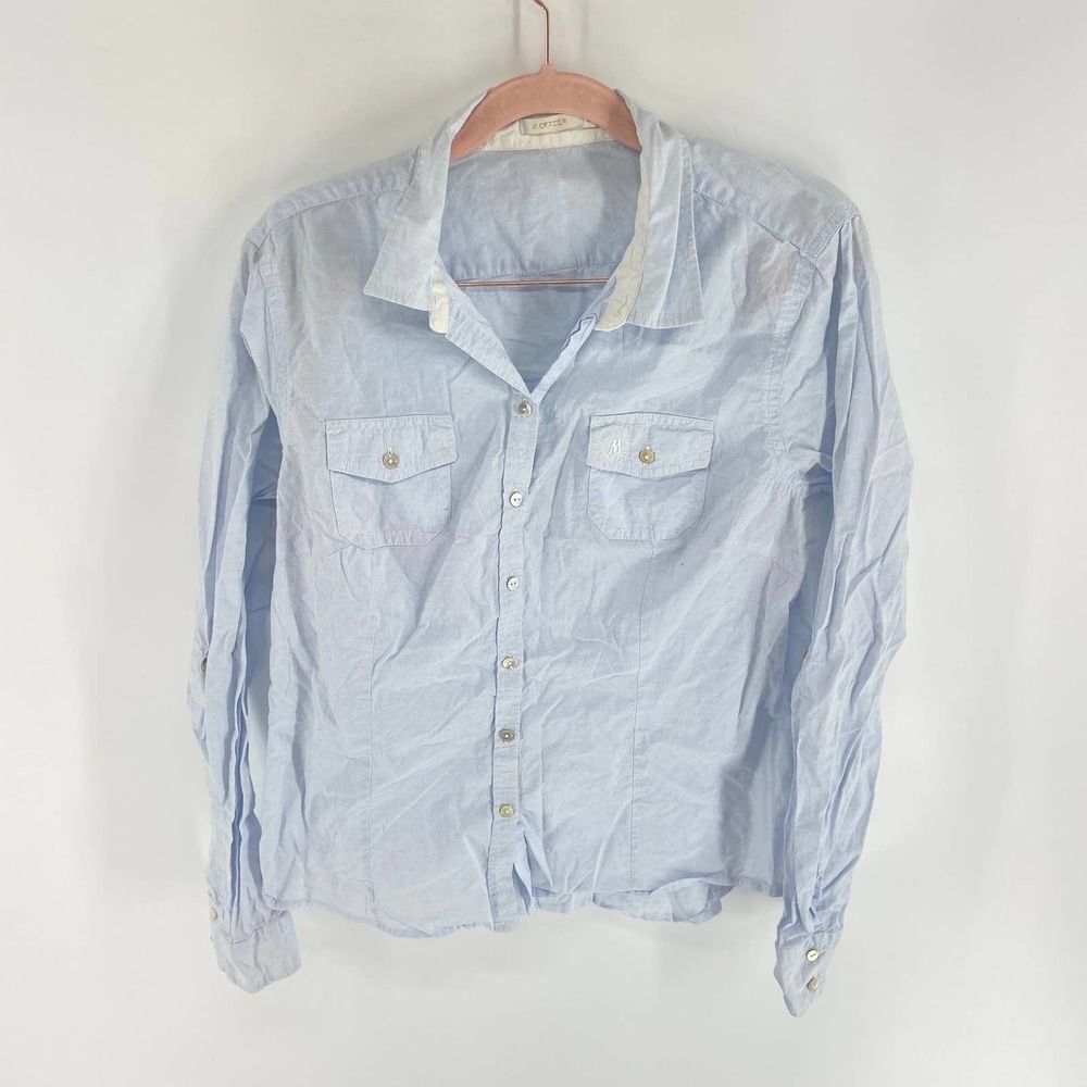 M Officer blue button down shirt long sleeve Womens 3 or medium